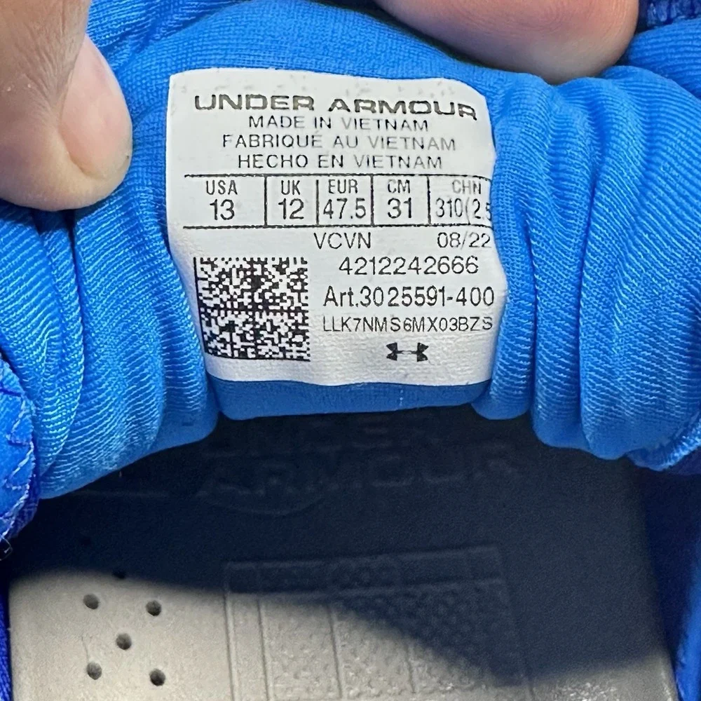 Under Armour Yard Low MT TPU Men‎ Size 13 Baseball Cleats White Blue 3025591-400